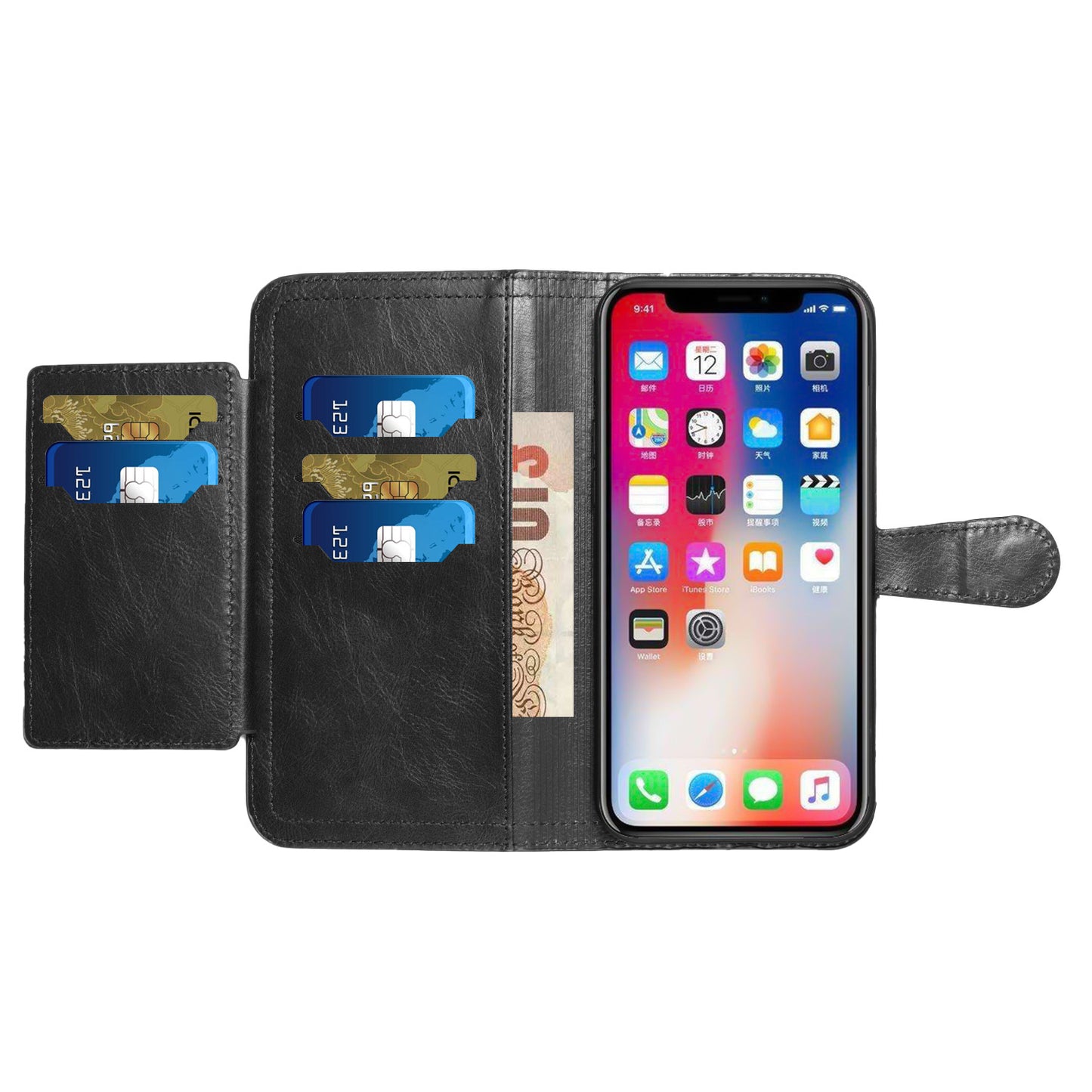Motorola MOTO G 5G 2023 Premium Wallet MultiCard Holder Money Zipper With Magnetic Flap - Black (1105839)