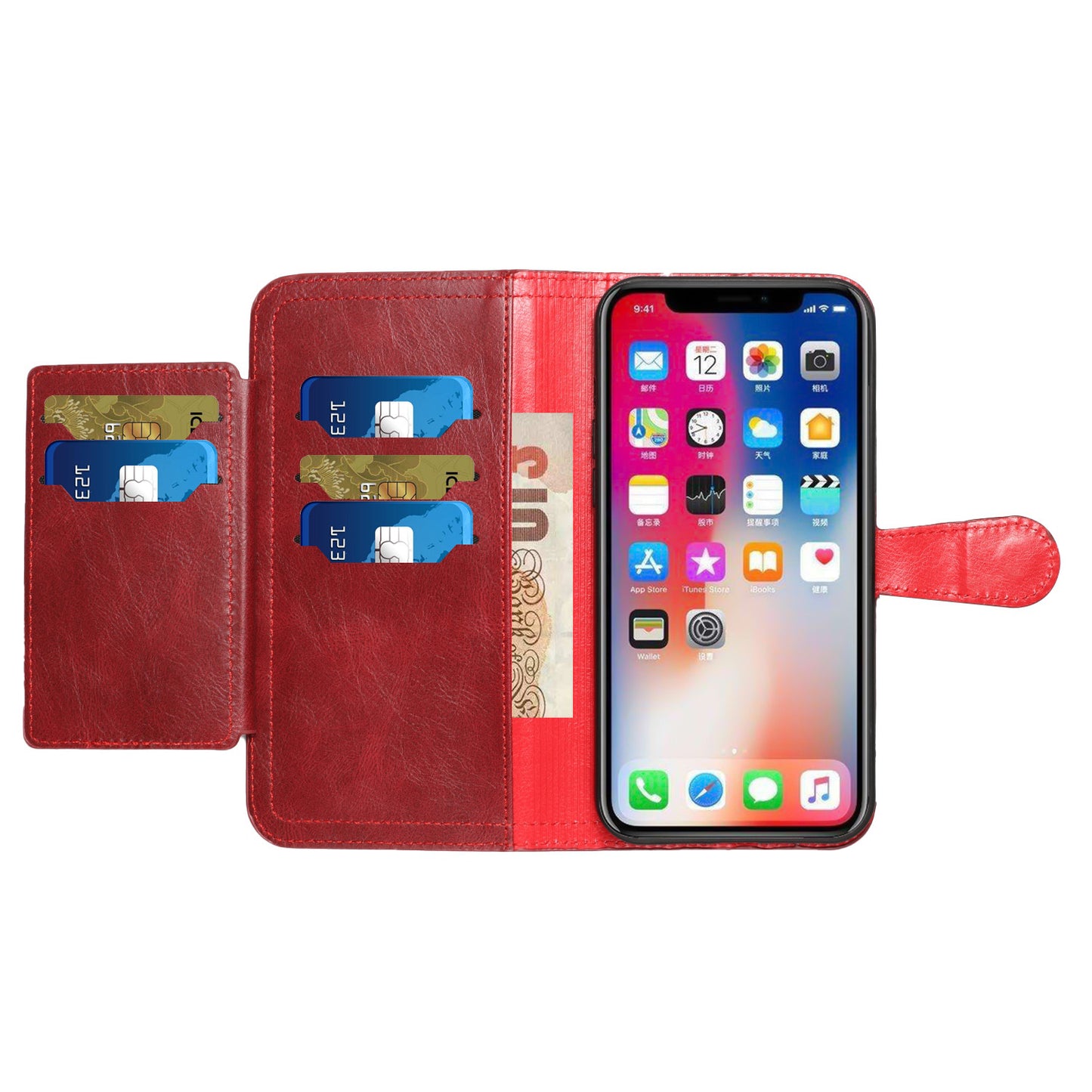 Samsung A23 5G Premium Wallet MultiCard Holder Money Zipper With Magnetic Flap - Red (1105100)