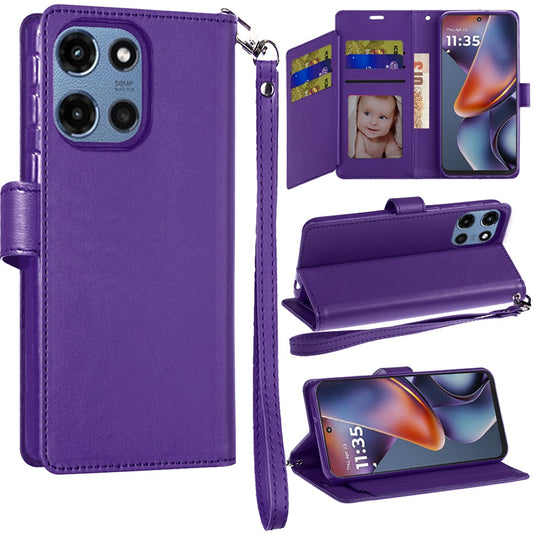 Motorola Moto G 5G 2025 Wallet ID Card Holder Case Cover - Dark Purple (1107794)