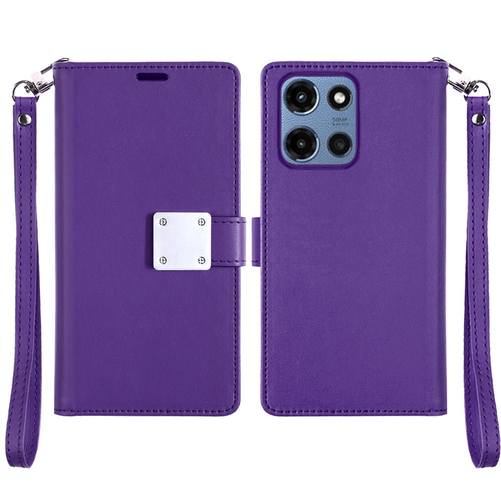 Motorola Moto G 5G 2025 Wallet ID Card Holder Case Cover - Dark Purple (1107794)