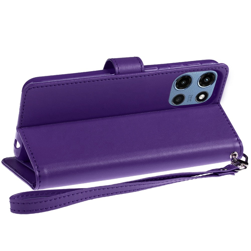 Motorola Moto G 5G 2025 Wallet ID Card Holder Case Cover - Dark Purple (1107794)