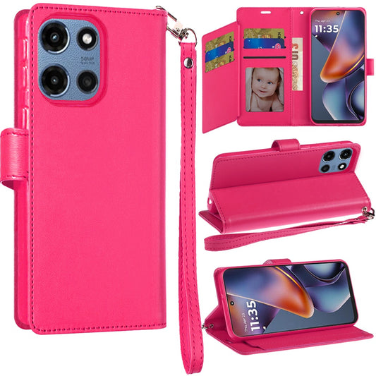 Motorola Moto G 5G 2025 Wallet ID Card Holder Case Cover - Hot Pink  (1107795)