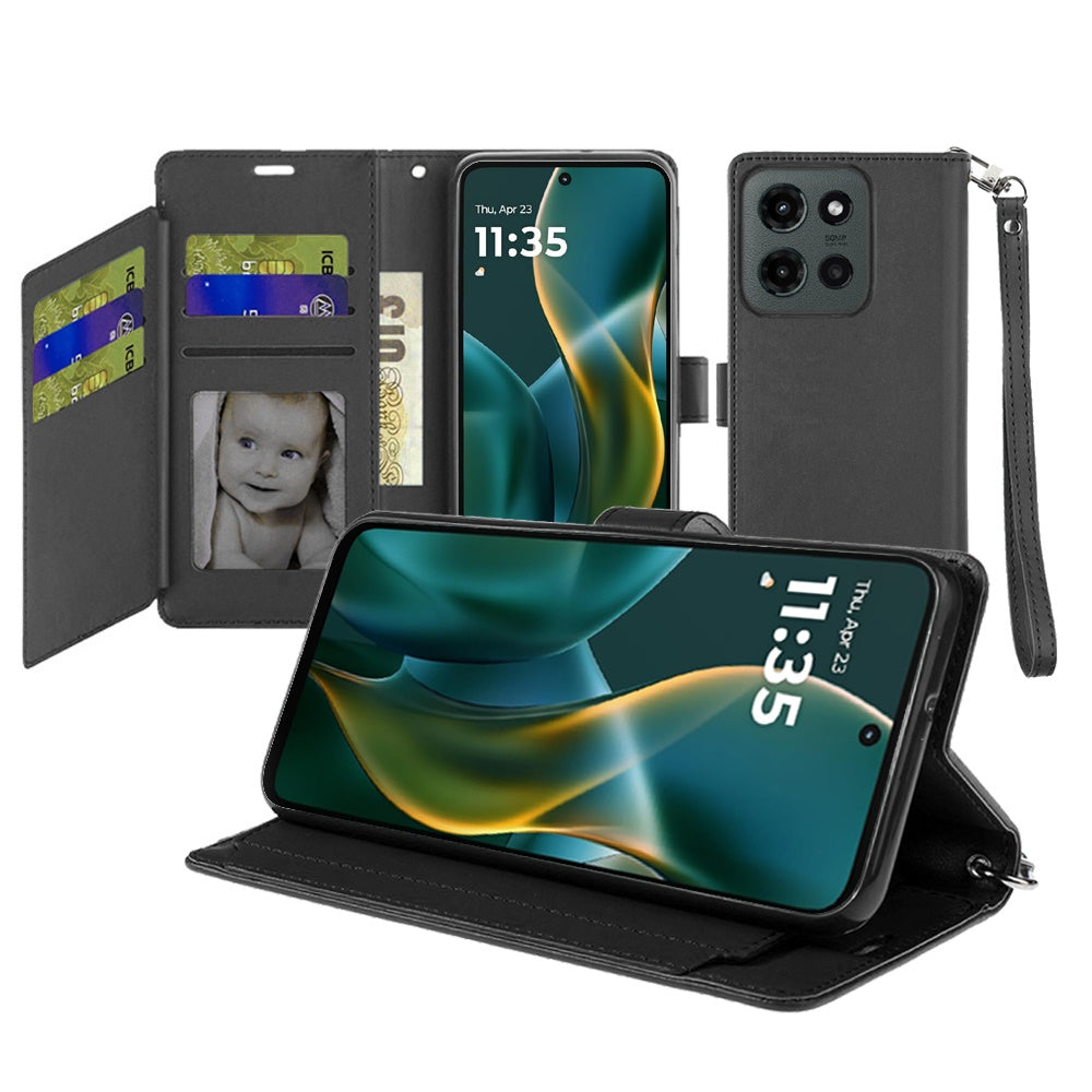 Moto G Stylus 5G 2025 Wallet ID Card Holder Case Cover - Black (1102867)