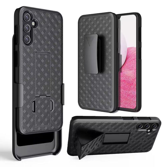 iPhone 13/14 Weave Premium 3in1 Combo Holster Kickstand Case Cover - Black (1102521)