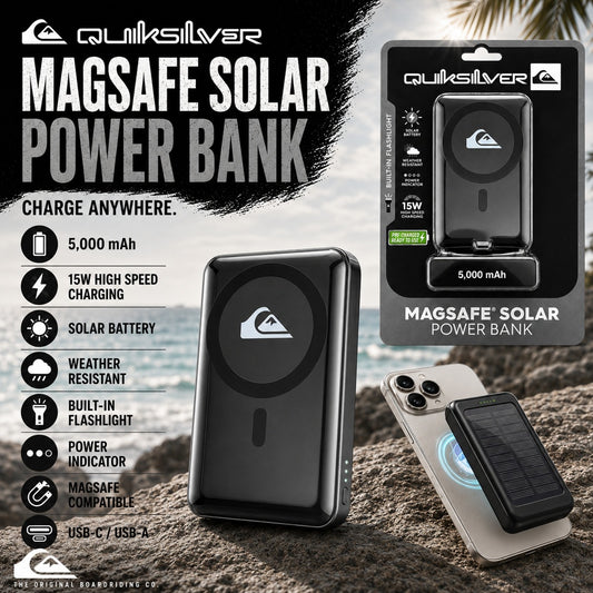 QUICKSILVER MAGNETIC SOLAR POWERBANK 15W - QK-5MSL-BK - BLACK ( 1108055) (MSRP $69.99)