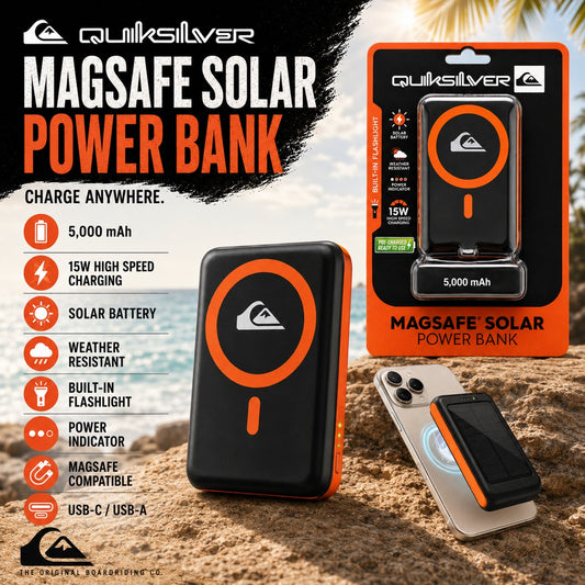 QUICKSILVER MAGNETIC SOLAR POWERBANK 15W - QK-5MSL-OR - ORANGE - FAST CHARGE ( 1108084) (MSRP $59.99)