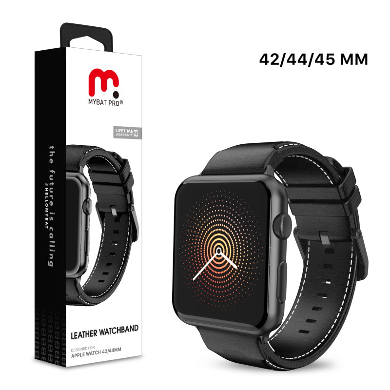 MyBat Pro Leather Watchband for Apple Watch 45mm / 44mm - Black (1107625)