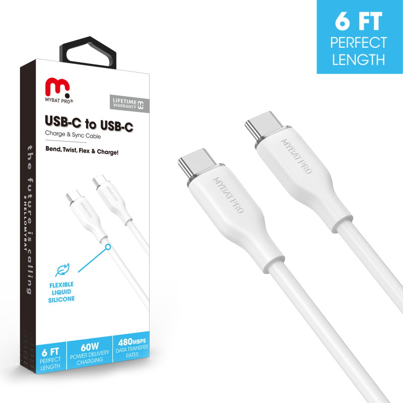 MyBat Pro USB-C to USB-C Liquid Silicone Cable - 6FT - White (1107563) (MSRP 29.99)