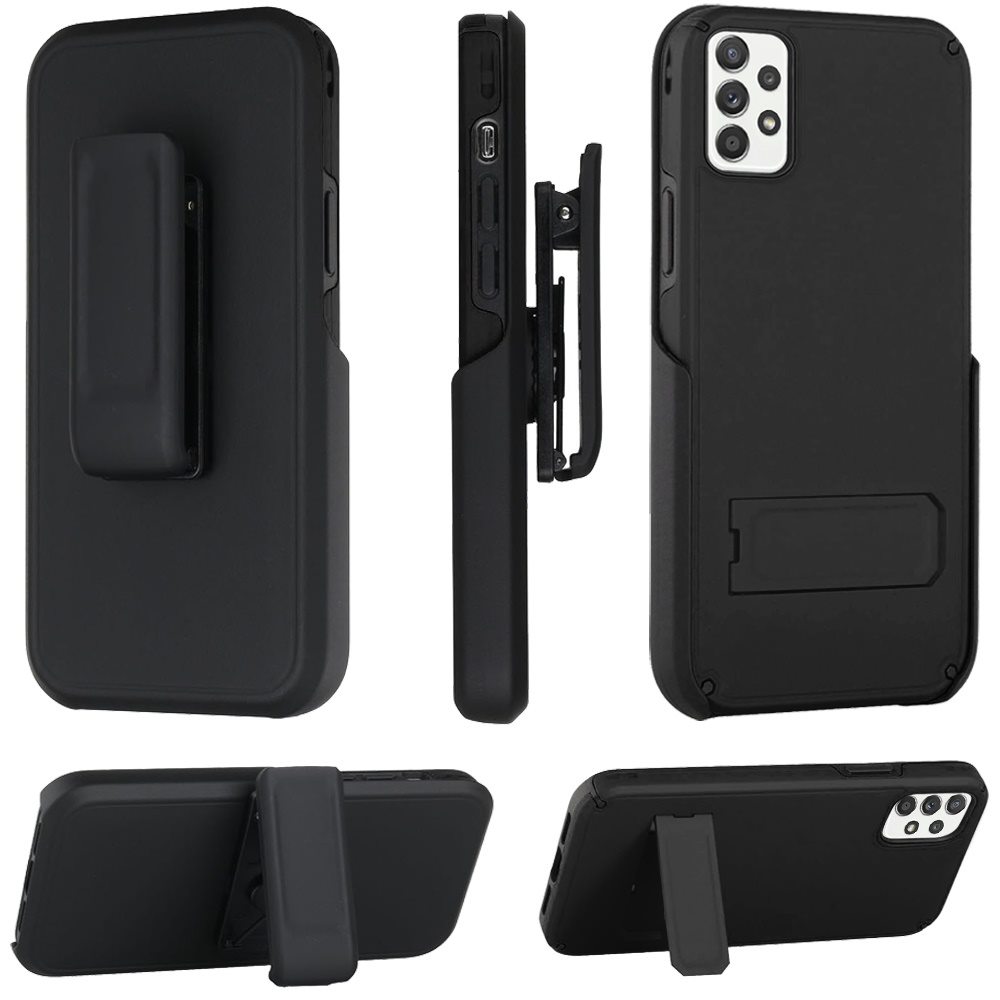 Samsung Galaxy A52 5G Rocking Holster Clip Kickstand Card Holder Case Cover - Black (1101507)