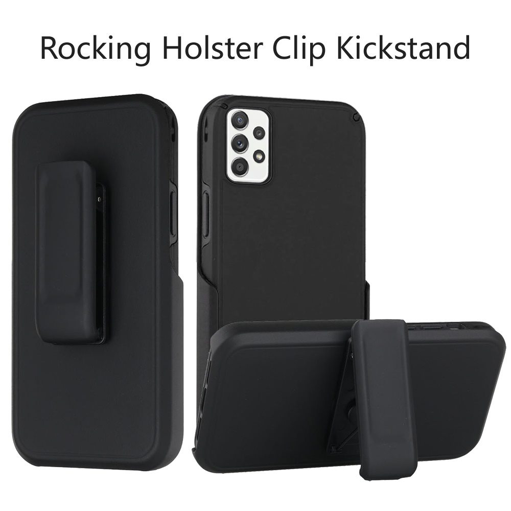 Samsung Galaxy A52 5G Rocking Holster Clip Kickstand Card Holder Case Cover - Black (1101507)