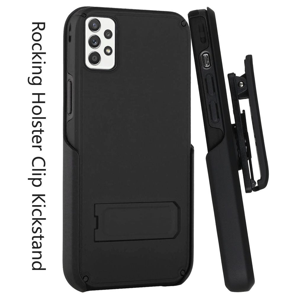 Samsung Galaxy A52 5G Rocking Holster Clip Kickstand Card Holder Case Cover - Black (1101507)