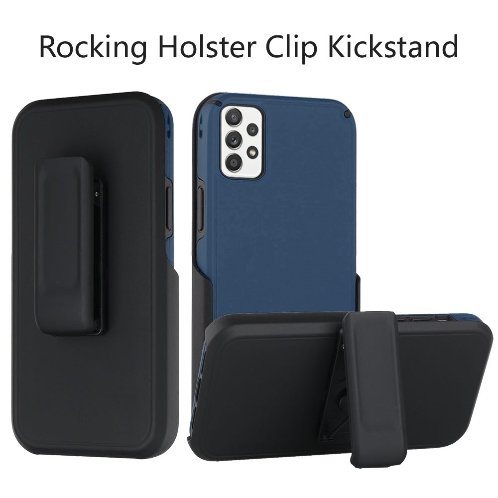 Samsung Galaxy A52 5G Rocking Holster Clip Kickstand Card Holder Case Cover - Blue (1101593)
