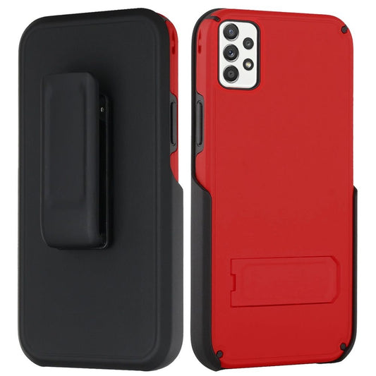 Samsung Galaxy A52 5G Rocking Holster Clip Kickstand Card Holder Case Cover - Red (1101594)