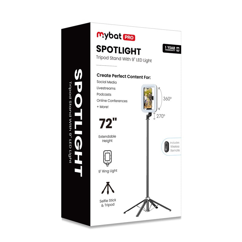 MyBat Pro Spotlight Tripod Aluminum Alloy Stand with LED Light - Black (1107518)