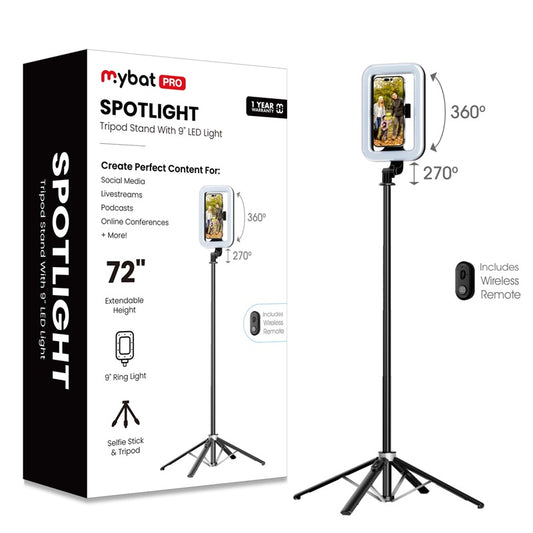 MyBat Pro Spotlight Tripod Aluminum Alloy Stand with LED Light - Black (1107518)
