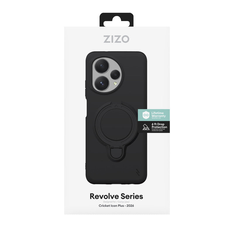 Cricket Icon Plus 2026 ZIZO REVOLVE Series Case - Magnetic Black (1103198) (MSRP $49.99)