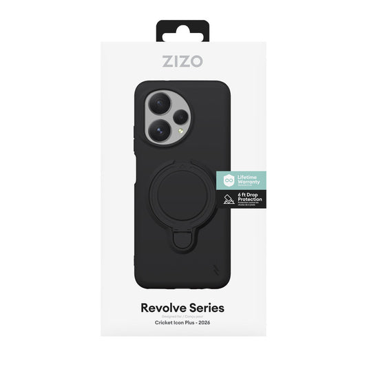 Cricket Icon Plus 2026 ZIZO REVOLVE Series Case - Magnetic Black (1103198) (MSRP $49.99)