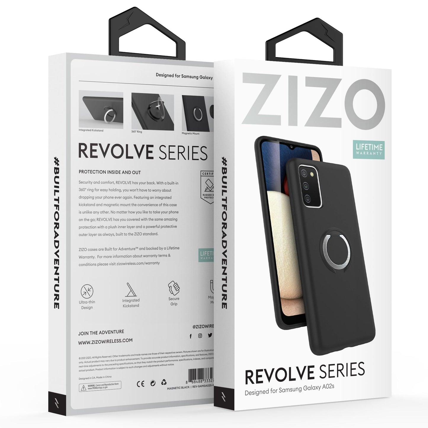 SAMSUNG GALAXY A02S ZIZO REVOLVE SERIES CASE - MAGNETIC BLACK (1100962)