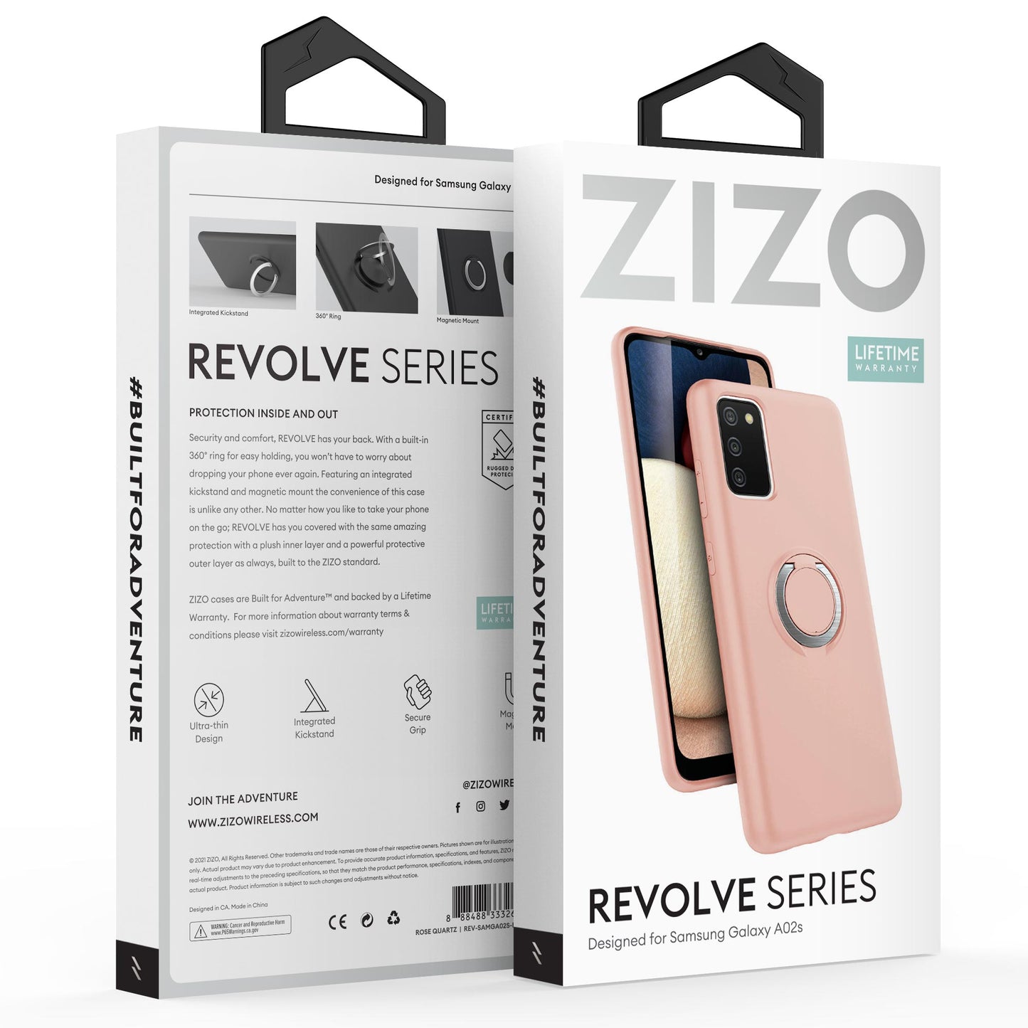 SAMSUNG GALAXY A02S ZIZO REVOLVE SERIES CASE - ROSE QUARTZ (1100961)