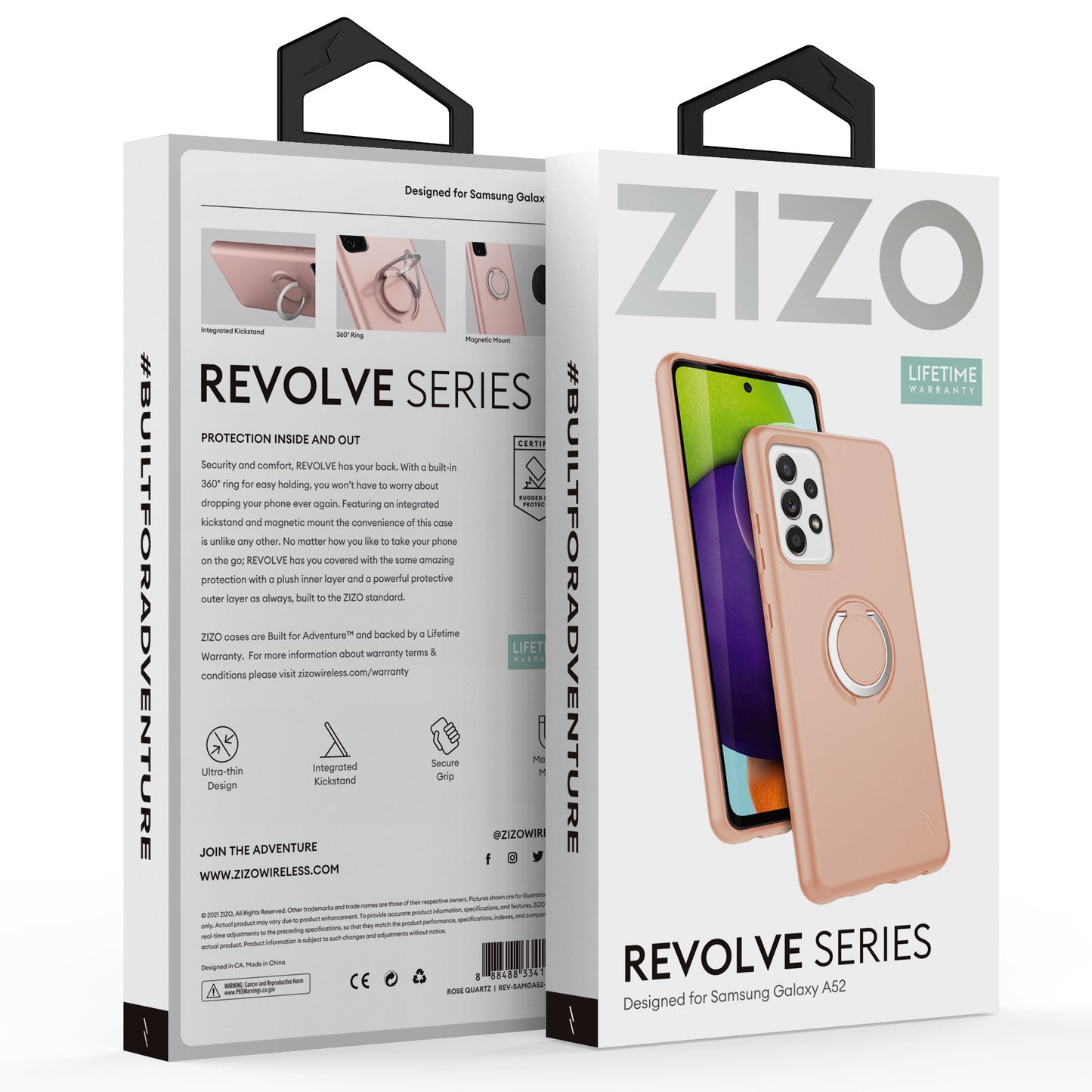 SAMSUNG GALAXY A52 5G ZIZO REVOLVE SERIES CASE - ROSE QUARTZ (1101098)