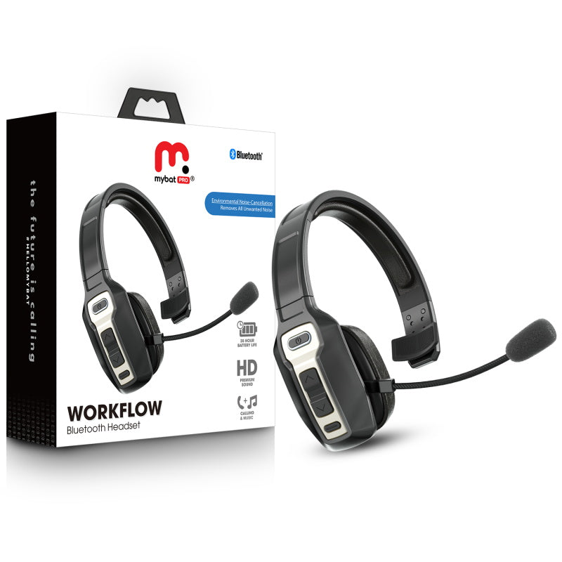 MyBat Pro WorkFlow Wireless Headset with Noise Cancelling Microphone - Black ( 1103723) (MSRP $79.99)