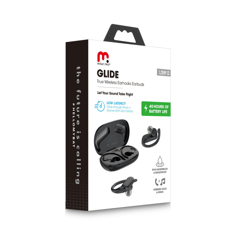 MyBat Pro Glide True Wireless Earhooks Earbuds with Charging Case - Black (1106300)