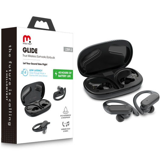 MyBat Pro Glide True Wireless Earhooks Earbuds with Charging Case - Black (1106300)