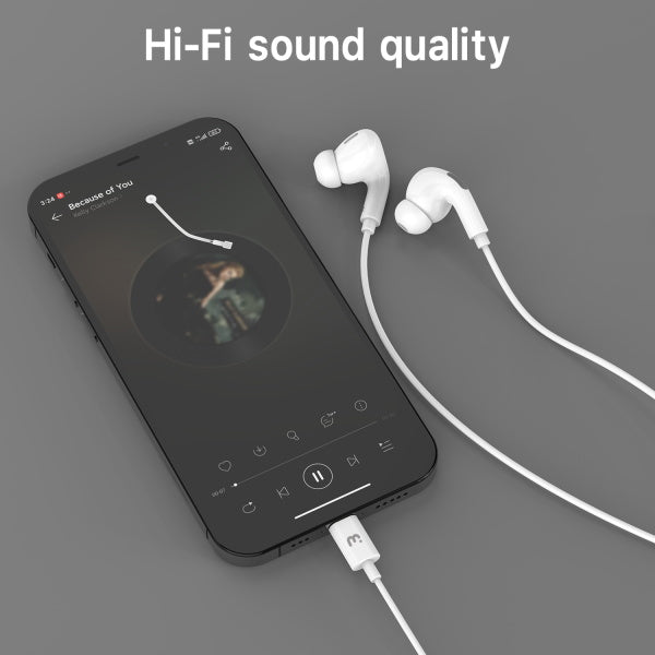 MyBat Pro Mfi Lightning Earphones includes Volume Control - White (1101831)