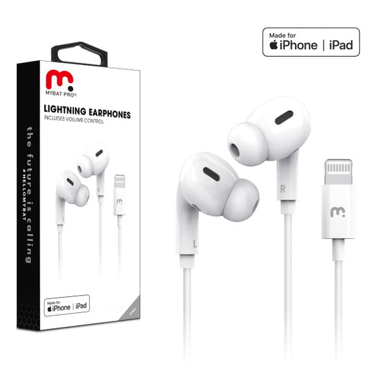 MyBat Pro Mfi Lightning Earphones includes Volume Control - White (1101831)