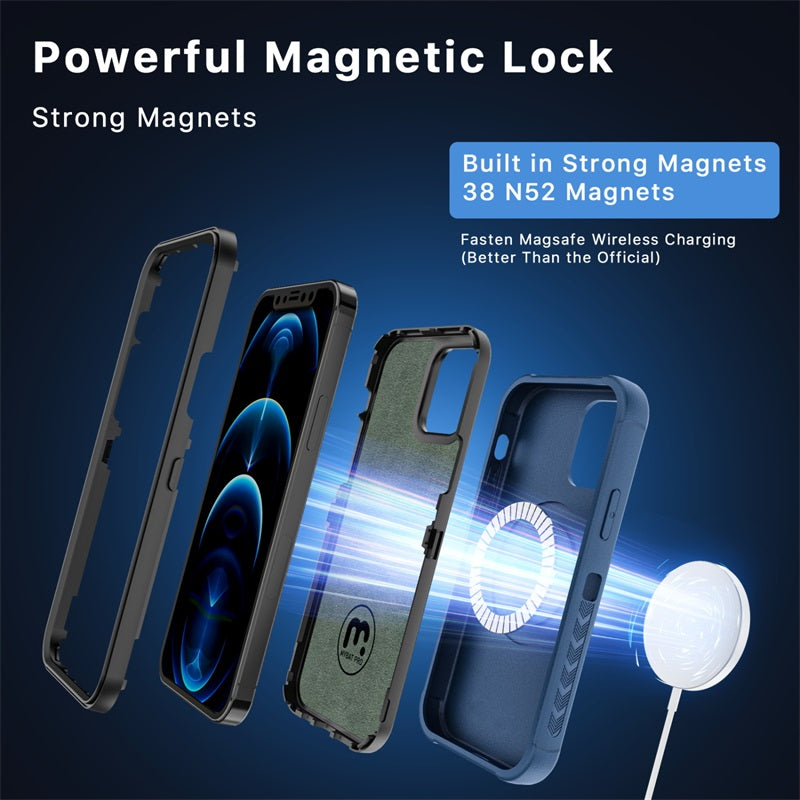 MyBat Pro Maverick Series MagSafe Case w/ Holster and Tempered Glass for Apple iPhone 12 / 12 Pro (6.1) - Blue (1107760)