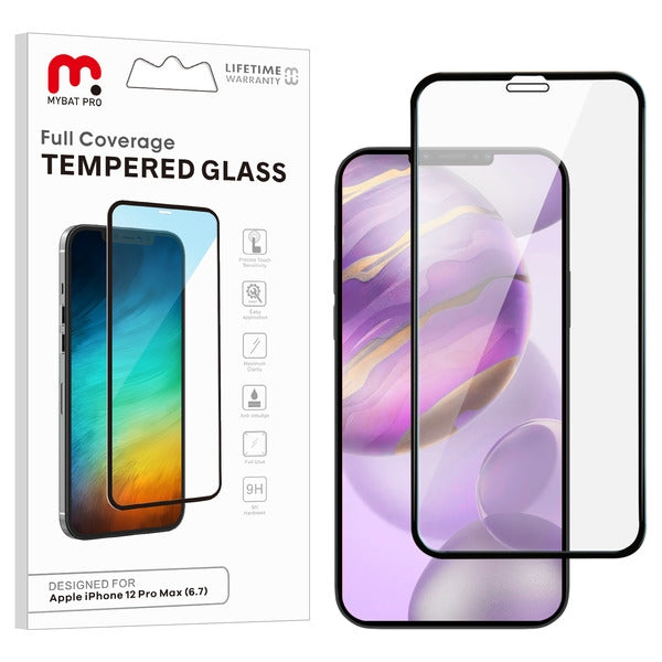 MyBat Pro Full Coverage Tempered Glass Screen Protector for Apple iPhone 12 Pro Max (6.7) - Black (1102124)