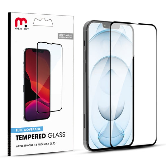 MyBat Pro Full Coverage Tempered Glass Screen Protector for Apple iPhone 13 Pro Max (6.7) - Black (1102087)