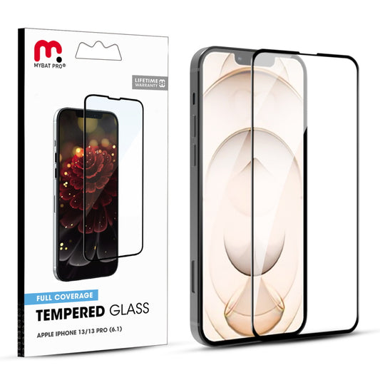 MyBat Pro Full Coverage Tempered Glass Screen Protector for Apple iPhone 13 (6.1) / 13 Pro (6.1) - Black (1102026)