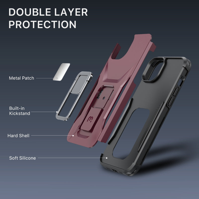 MyBat Pro Antimicrobial Stealth Series (with Stand) for Apple iPhone 16e /15/ 14 / 13 - Plum / Black (1102747)