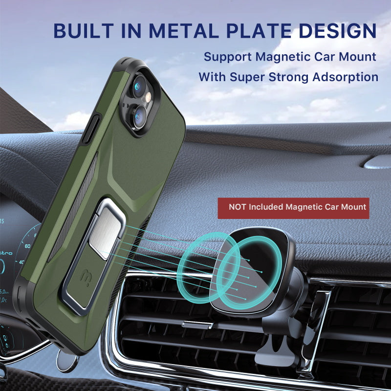 MyBat Pro Antimicrobial Stealth Series (with Stand) for Apple iPhone 16e /15/ 14 / 13 - Army Green / Black (1102746)