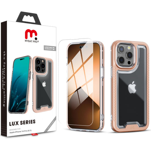 Apple iPhone 14 PRO MyBat Pro Lux Series Case with Tempered Glass - Rose Gold (1104689)