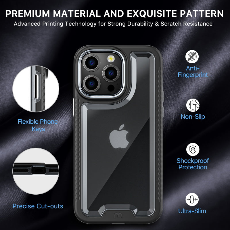 Apple iPhone 14 PRO MAX 6.7  Mybat Pro Lux Series Case with Tempered Glass - Black (1104699)