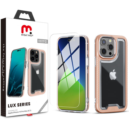 Apple iPhone 14 PRO MAX 6.7  Mybat Pro Lux Series Case with Tempered Glass - Rose Gold (1104700)