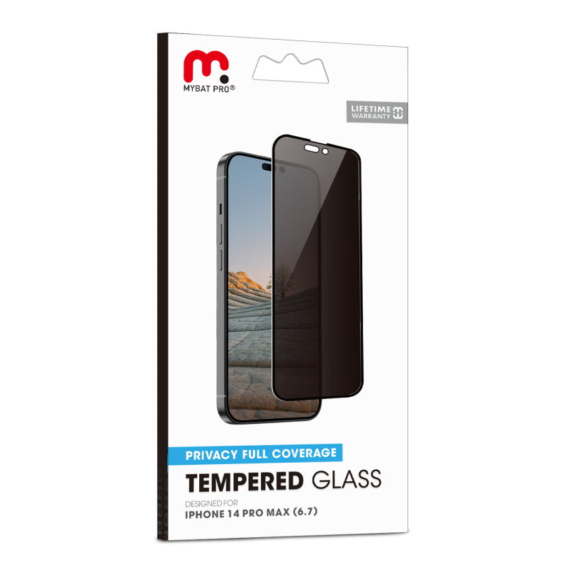 Apple iPhone 14 Pro Max (6.7) MyBat Pro Privacy Full Coverage Tempered Glass Screen Protector - Black (1104887)