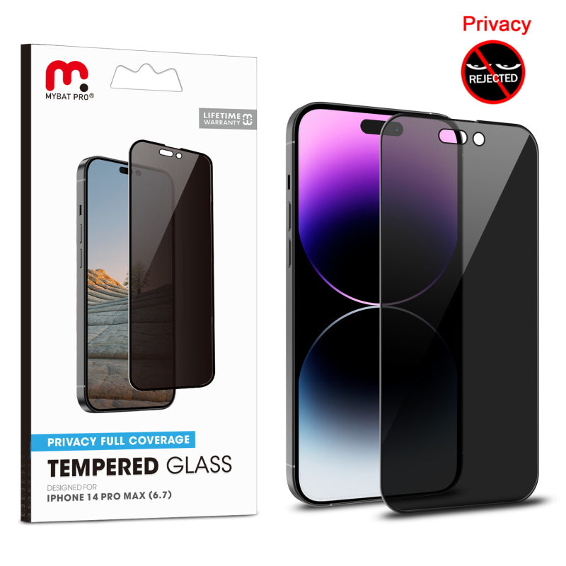 Apple iPhone 14 Pro Max (6.7) MyBat Pro Privacy Full Coverage Tempered Glass Screen Protector - Black (1104887)