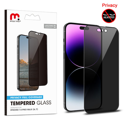 Apple iPhone 14 Pro Max (6.7) MyBat Pro Privacy Full Coverage Tempered Glass Screen Protector - Black (1104887)