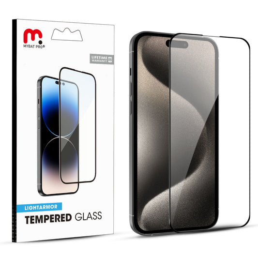 MyBat Pro LightArmor Tempered Glass Screen Protector for Apple iPhone 15 Pro Max (6.7) - Black (1106128)