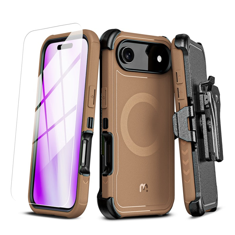 MyBat Pro Maverick Series MagSafe Case w/ Holster and Tempered Glass for Apple iPhone Air - Brown ( 1103467) (MSRP $59.99)