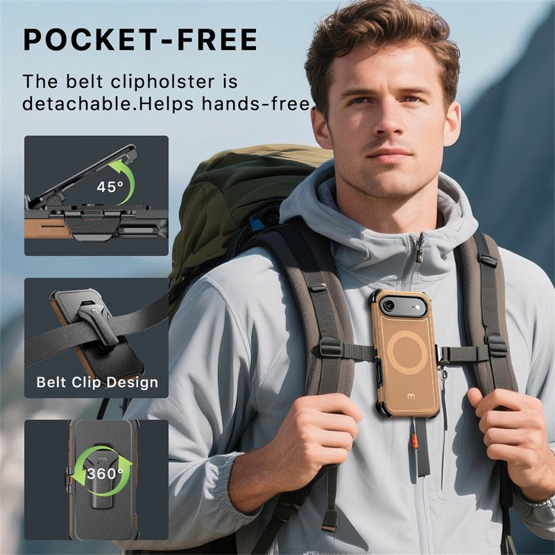 MyBat Pro Maverick Series MagSafe Case w/ Holster and Tempered Glass for Apple iPhone Air - Brown ( 1103467) (MSRP $59.99)