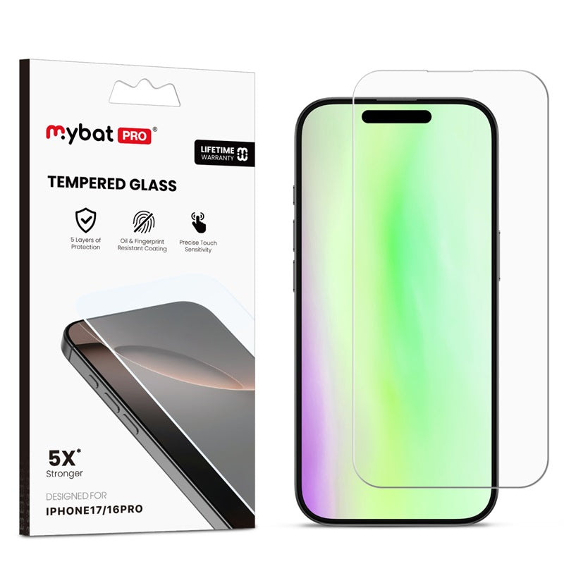 MyBat Pro Tempered Glass Screen Protector (2.5D) for Apple iPhone 17 / 16 Pro - Clear (1103269) (MSRP $39.99)