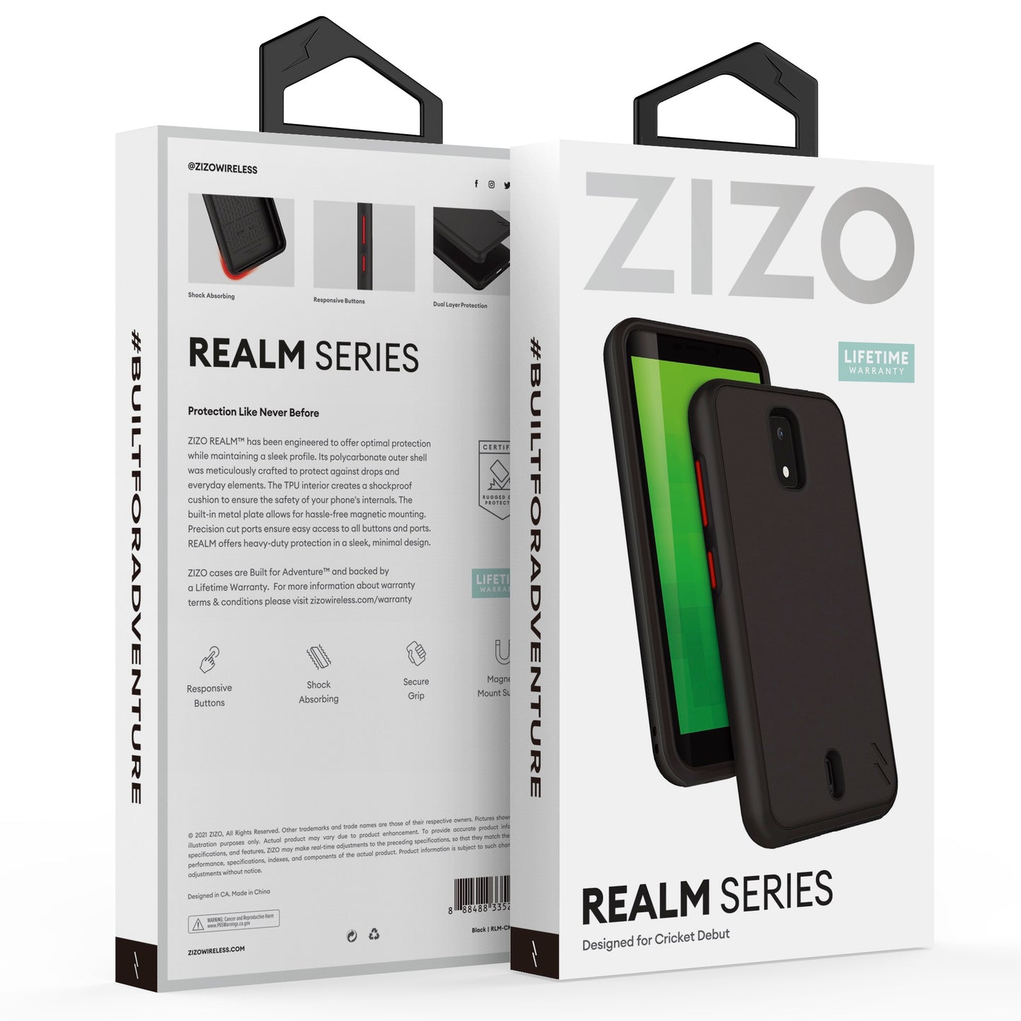 CRICKET DEBUT 4G LTE ZIZO REALM SERIES CASE - BLACK (1102273)