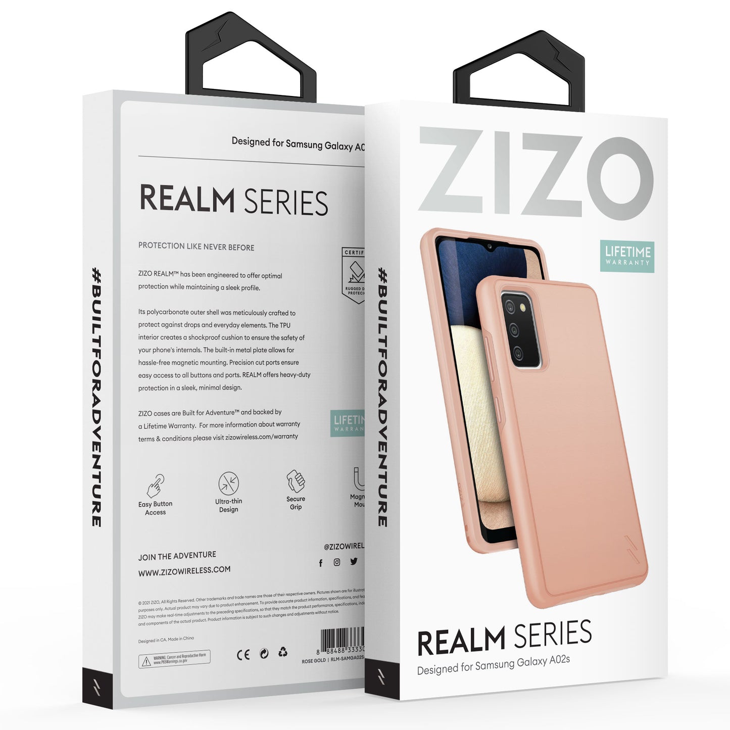 SAMSUNG GALAXY A02s ZIZO REALM SERIES CASE - ROSE GOLD (1101041)