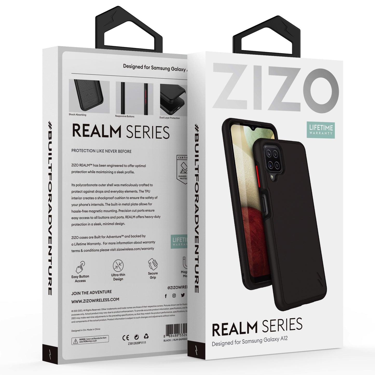 GALAXY A12 ZIZO REALM SERIES CASE - BLACK & BLACK (1100767)