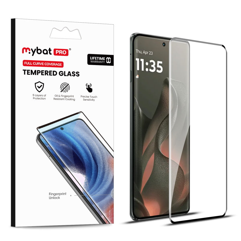 MyBat Pro Full Curve Coverage Tempered Glass Screen Protector for Motorola Edge (2025) - Black ( 1103644) (MSRP $69.99)