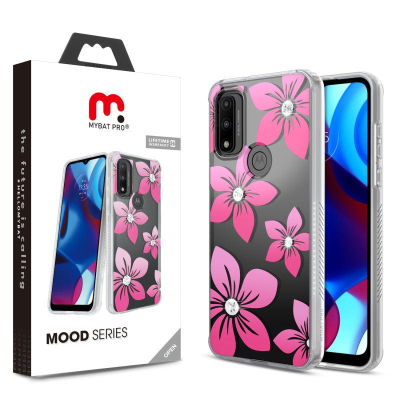 Moto G Play 2023, Moto G Pure, Moto G Power (2022) MyBat Pro Mood Series Case (with Diamonds) - Blossom (1103169)